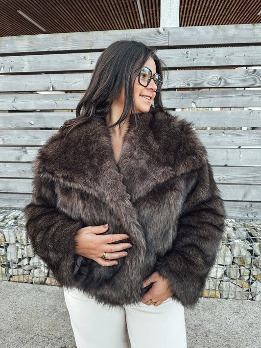 Veste fausse fourrure - chocolat