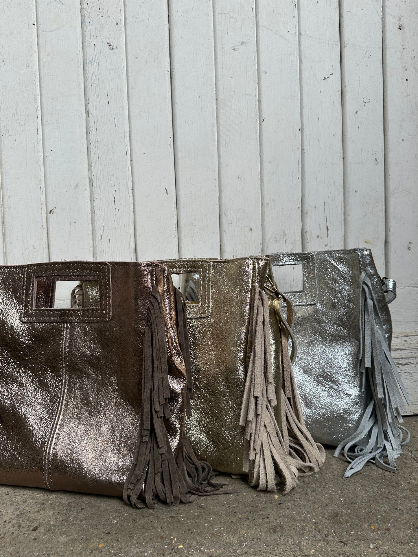 Sac Marion en cuir irisé - bronze