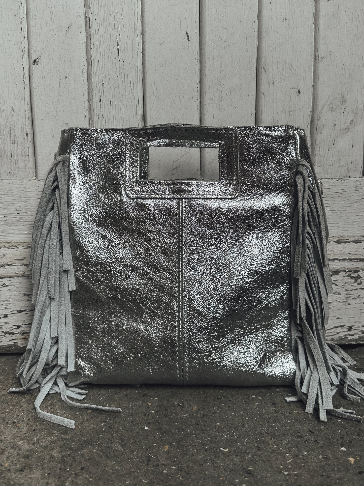 Sac Marion en cuir irisé - argenté