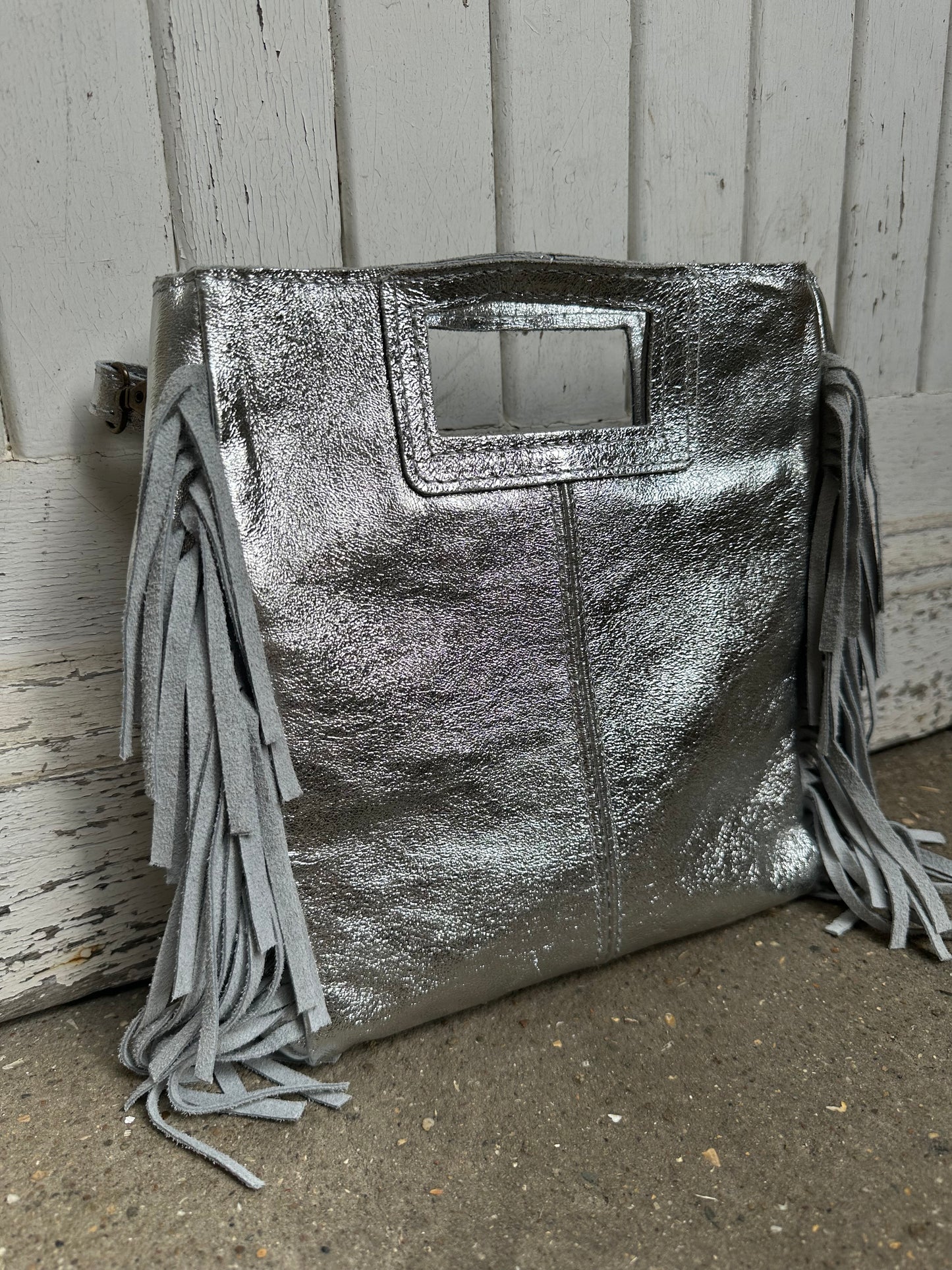 Sac Marion en cuir irisé - argenté