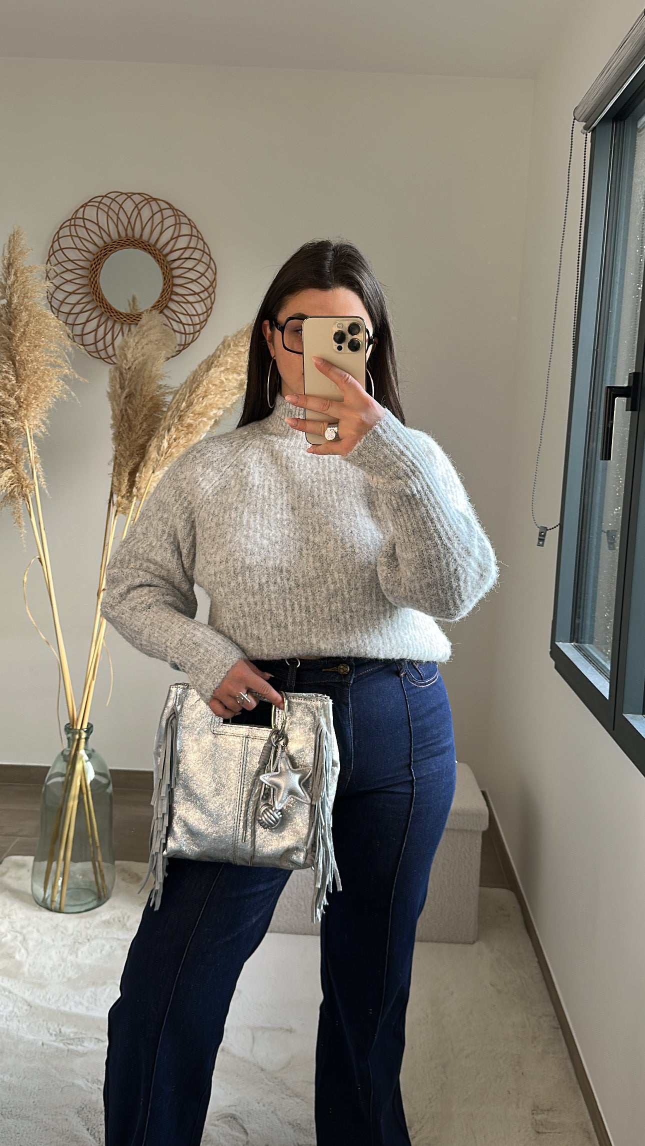 Sac Marion en cuir irisé - argenté