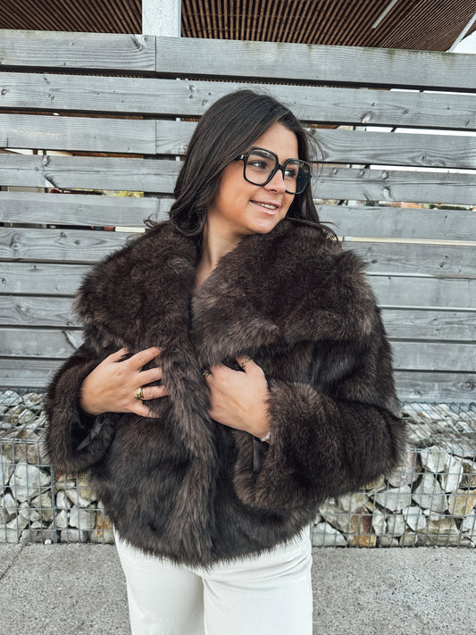 Veste fausse fourrure - chocolat