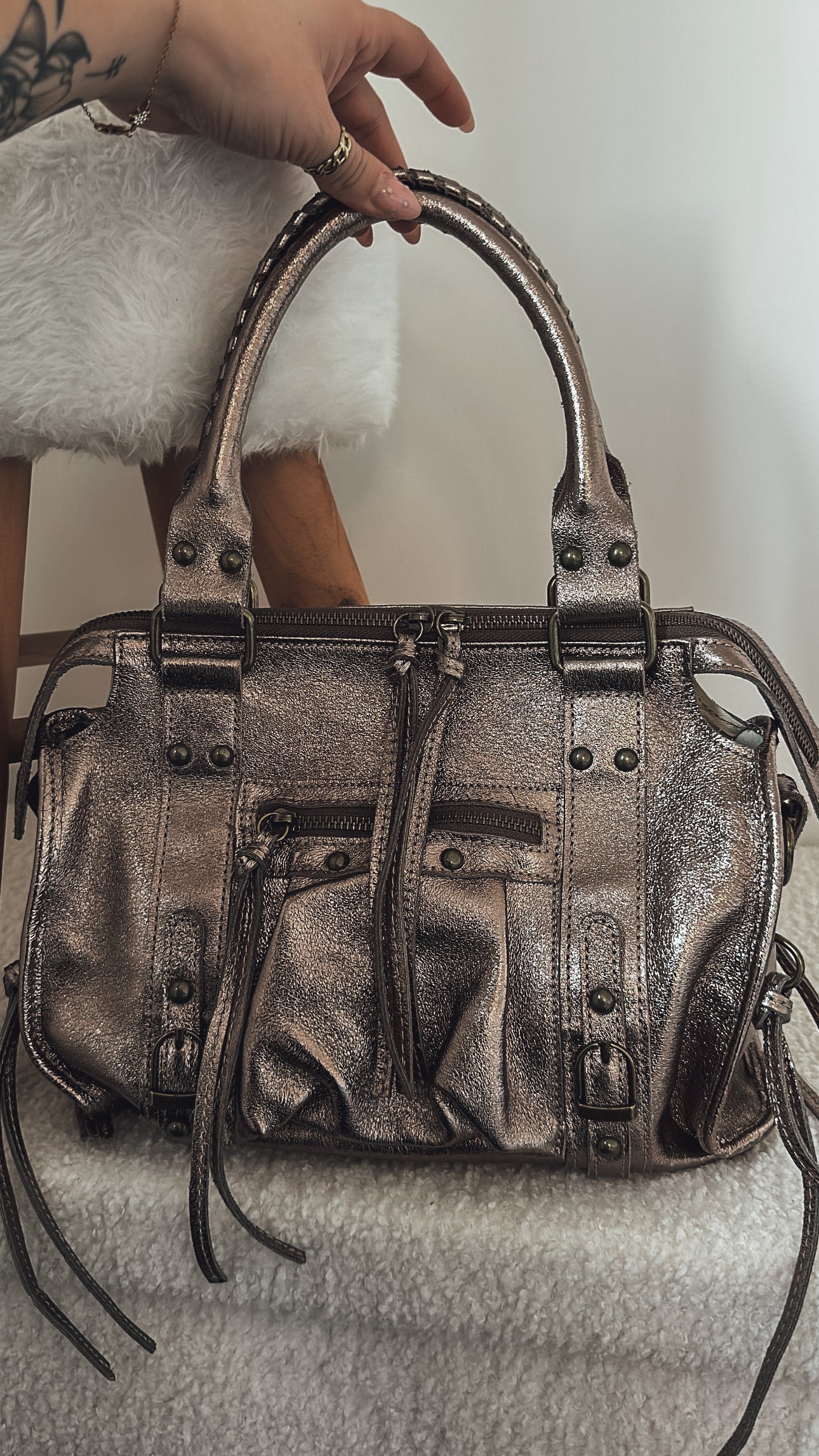 Sac Capucine en cuir irisé - médium