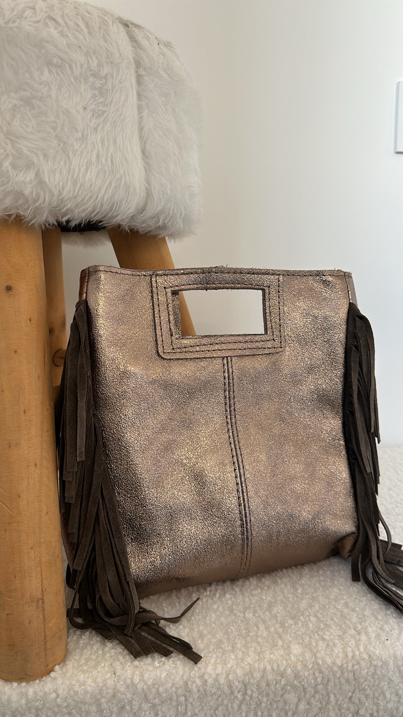 Sac Marion en cuir irisé - bronze