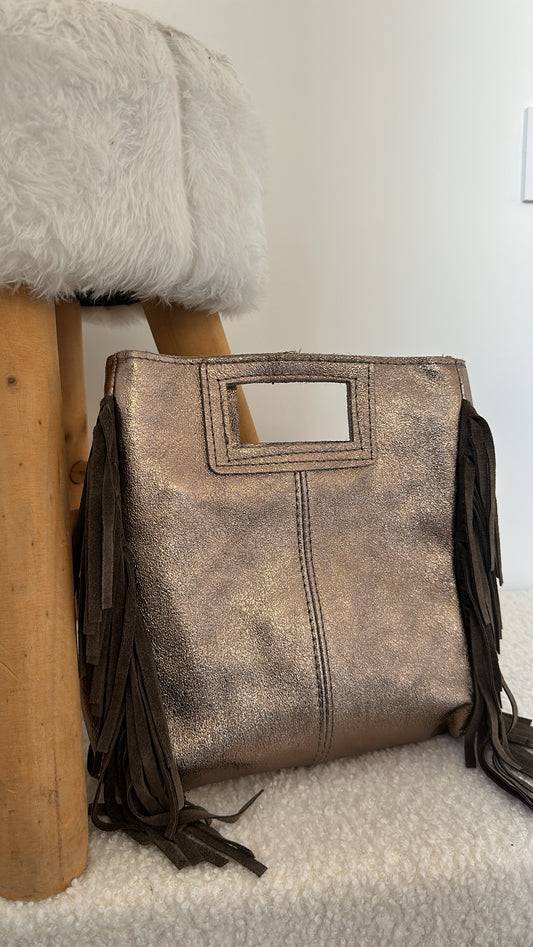 Sac Marion en cuir irisé - bronze