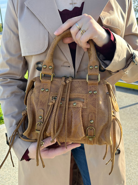 Sac cuir camel - small