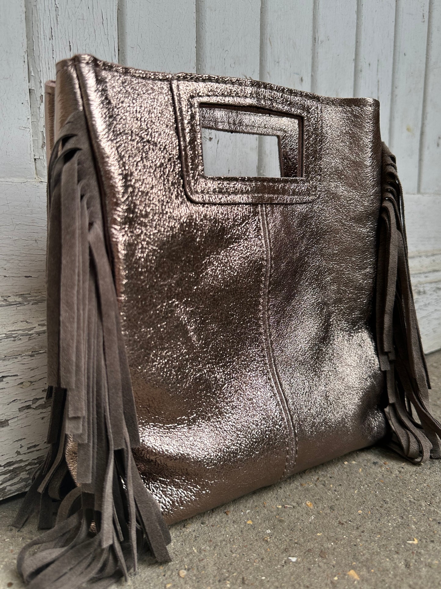 Sac Marion en cuir irisé - bronze