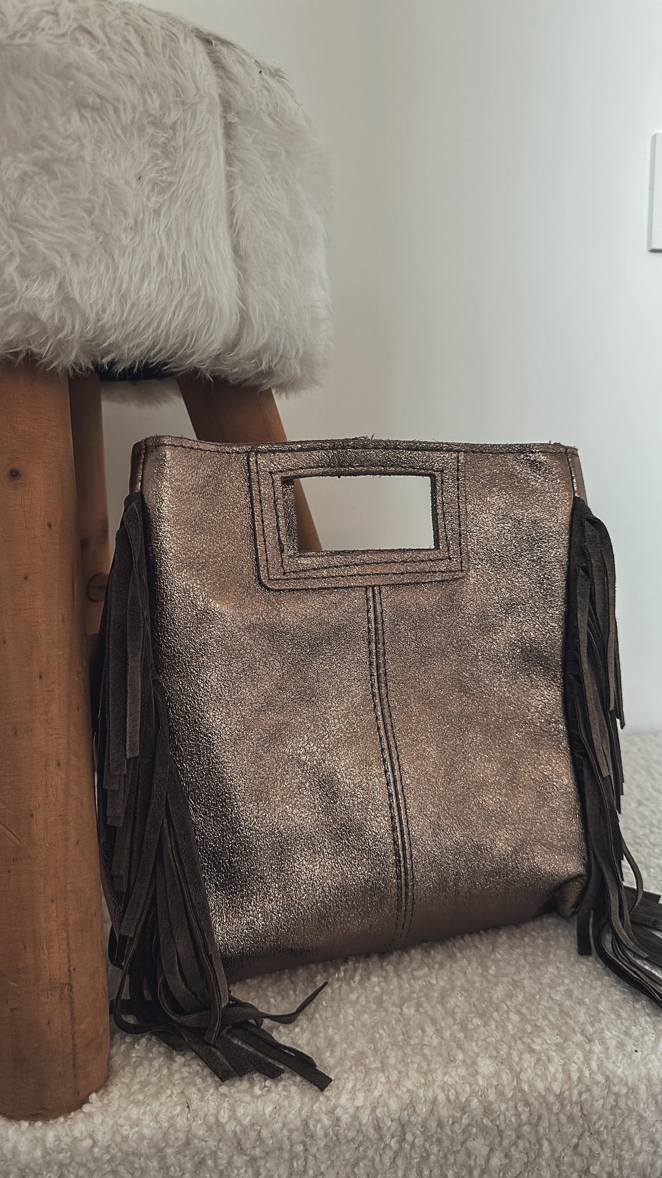 Sac Marion en cuir irisé - bronze