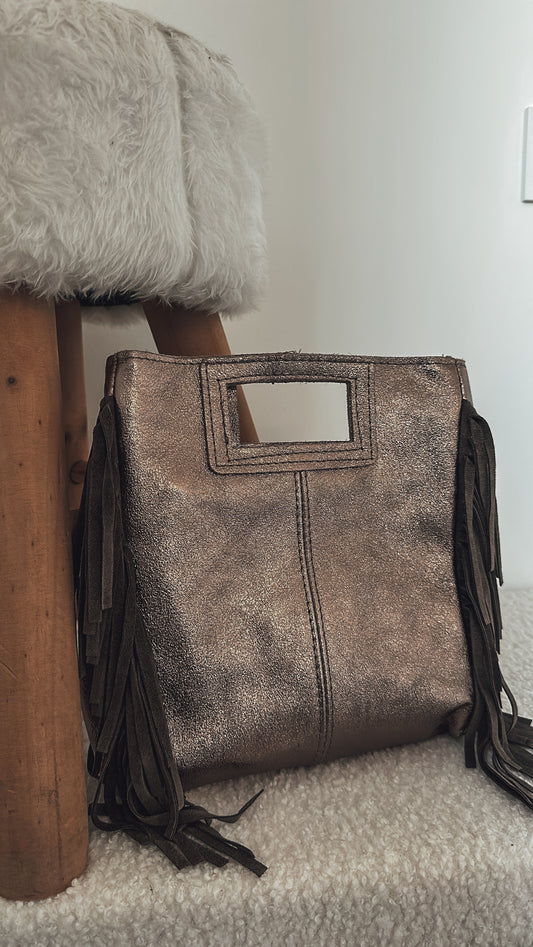 Sac Marion en cuir irisé - bronze